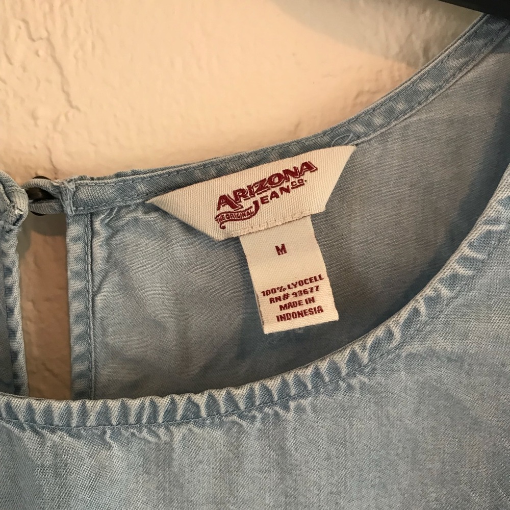 Sleeveless Chambray Ruffle Top - Picture 2 of 5
